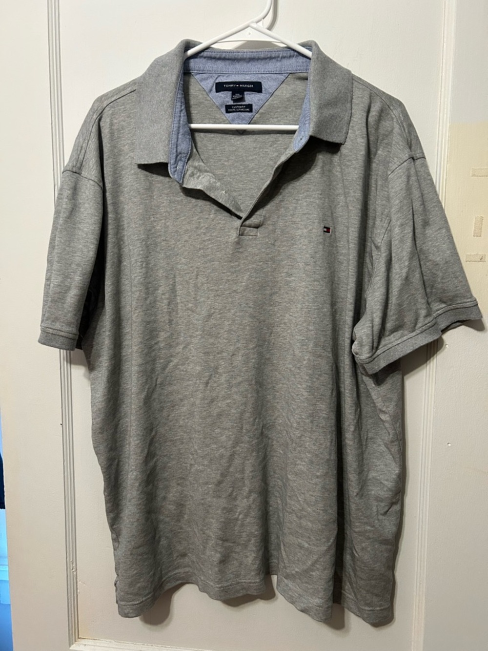Tommy Hilfiger Light Gray Men's Polo with Contrast Collar